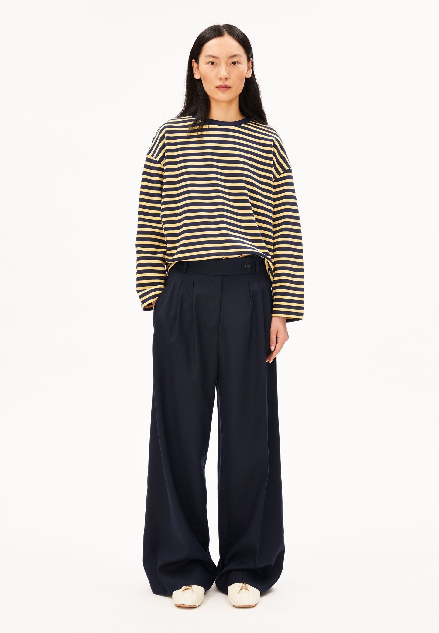 Frankaa™ Sudadera Navy a Rayas Doradas para Mujer