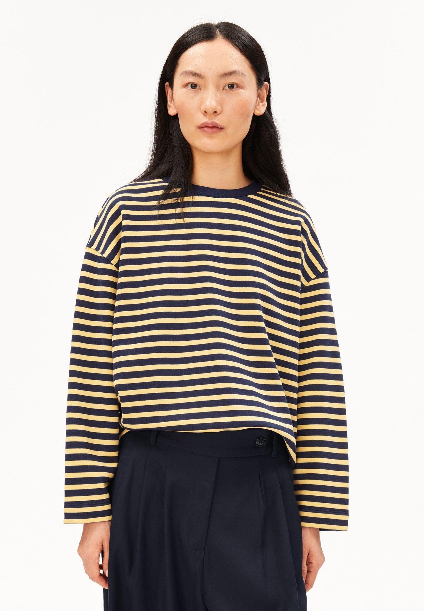 Frankaa™ Sudadera Navy a Rayas Doradas para Mujer