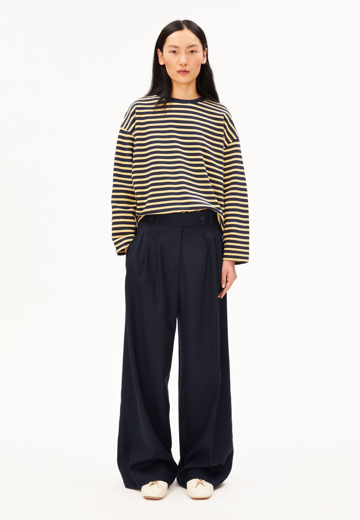 Frankaa™ Sudadera Navy a Rayas Doradas para Mujer