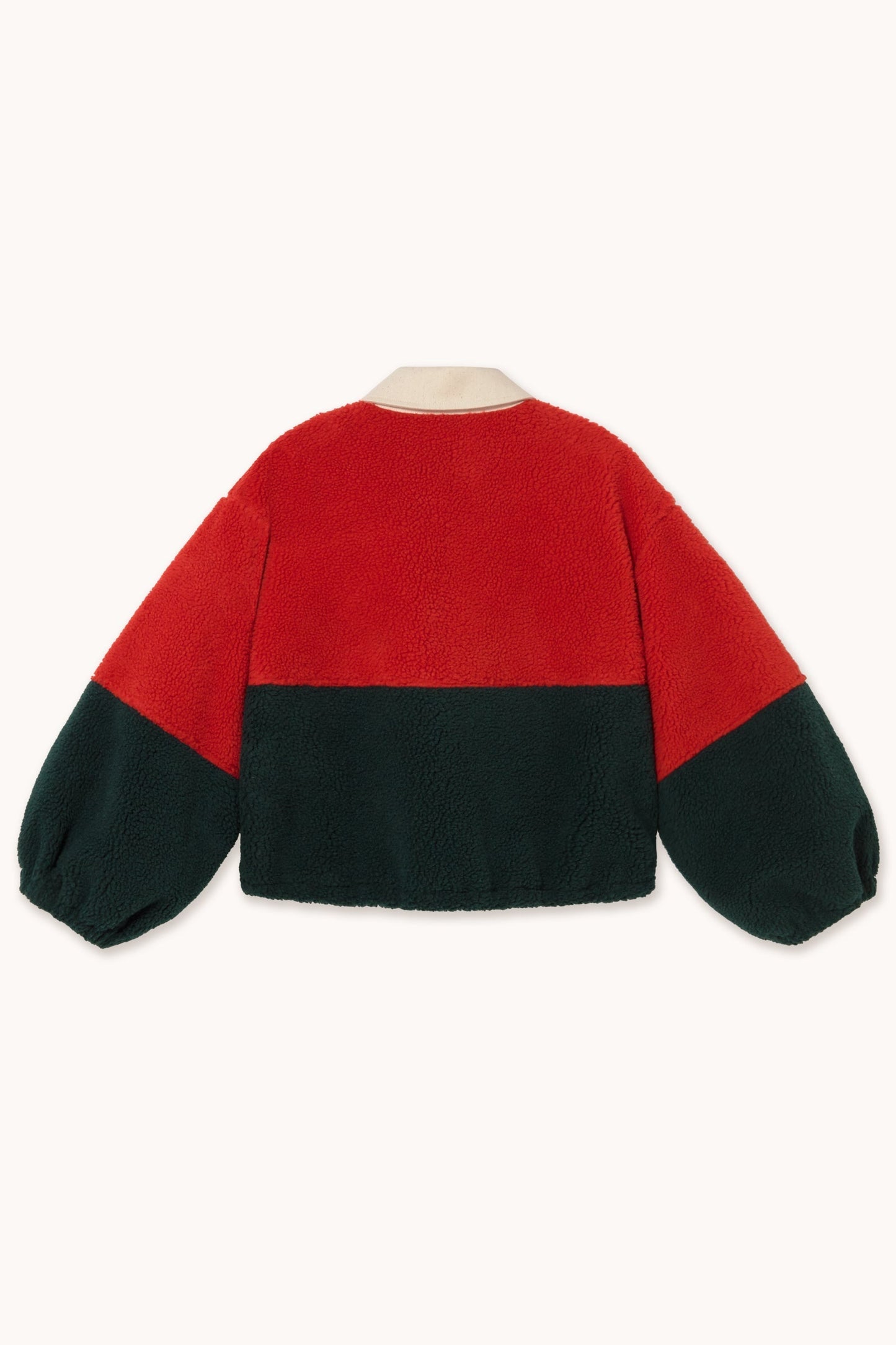 Zelandia™ Chaqueta Sherpa Color Block en Rojo Oscuro y Azul Marino