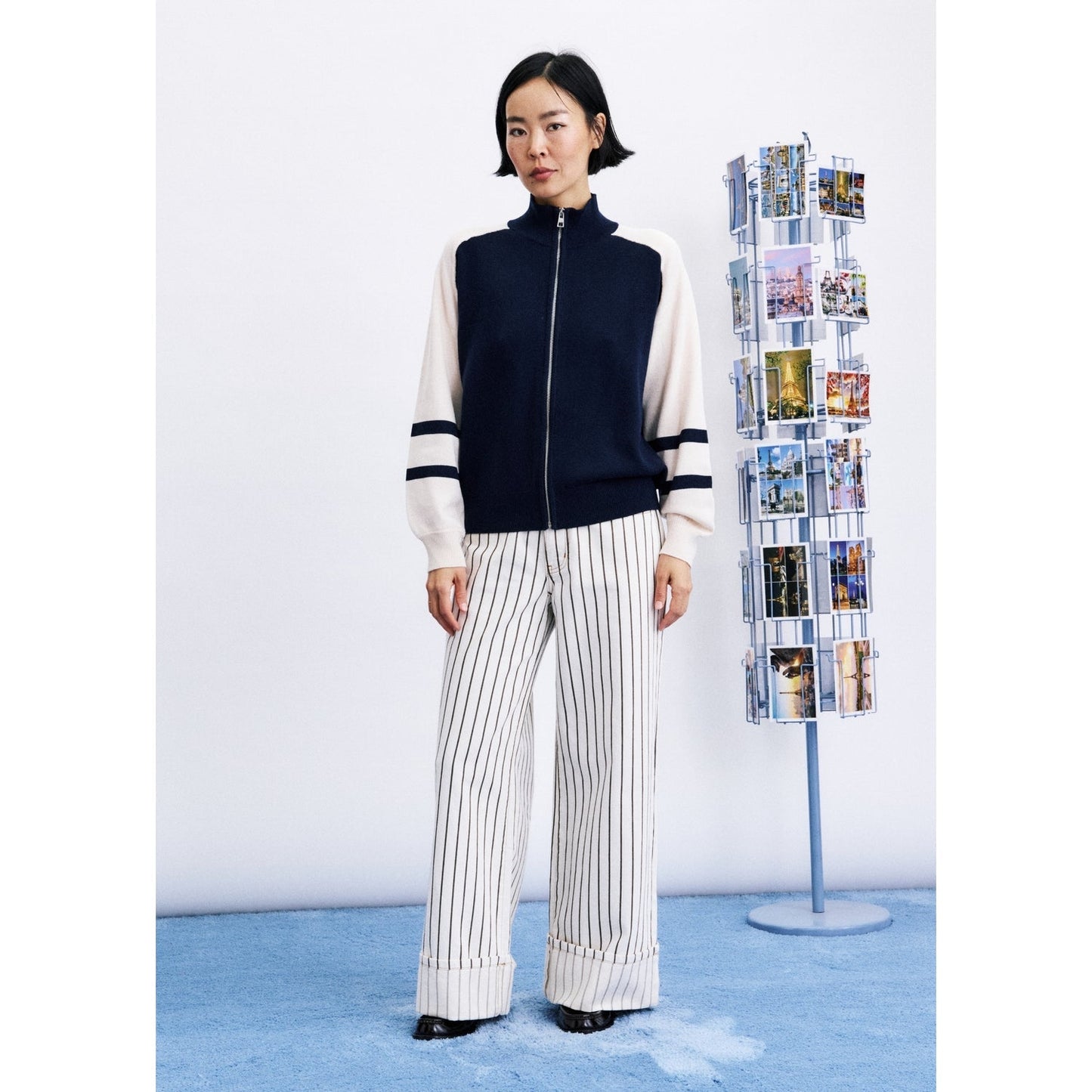 Xinyi™ Cárdigan Timbre Azul Marino para Mujer
