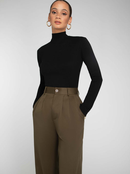 Bianca™ Jersey de Cuello Cisne Negro para Mujer
