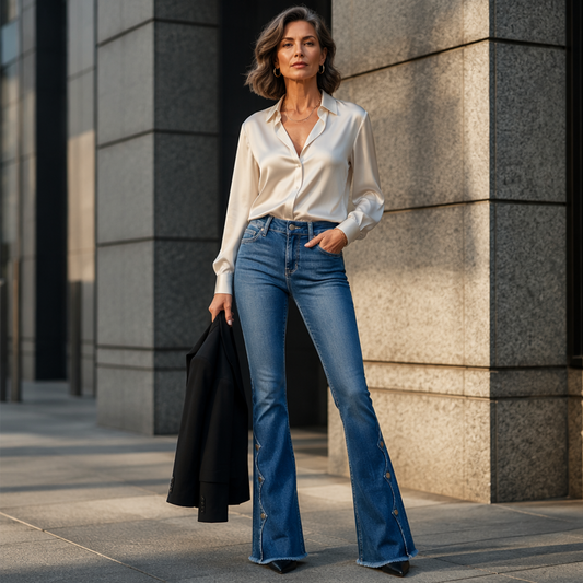 Amelia™ Jeans Acampanados de Tiro Alto para Mujer